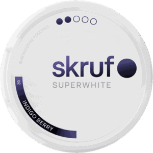 Skruf Superwhite no.62 Indigo Berry Medium nicotine pouches can