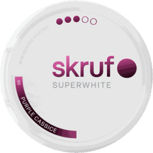 Skruf Superwhite no.63 Purple Cassice Strong nicotine pouches can