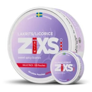 ZIXS Sweet Licorice 10mg JUMBO CAN nicotine pouches can