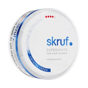 Skruf Superwhite Crystal Fresh 11mg nicotine pouches can
