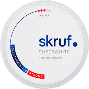 Skruf Superwhite no.57 Polar Eucalyptus Strong nicotine pouches can