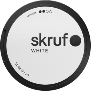Skruf no. 25 Slim White Medium snus can